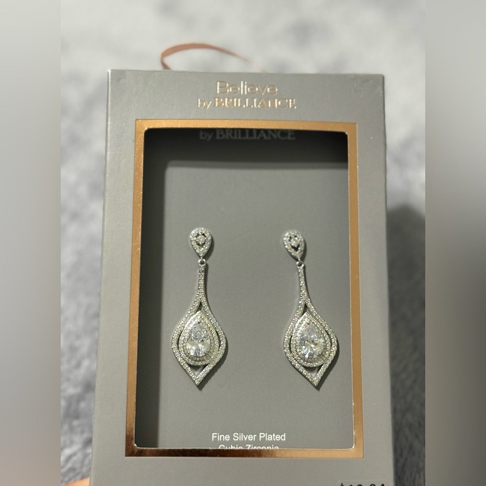 Brilliance Silver Plated Teardrop Earrings